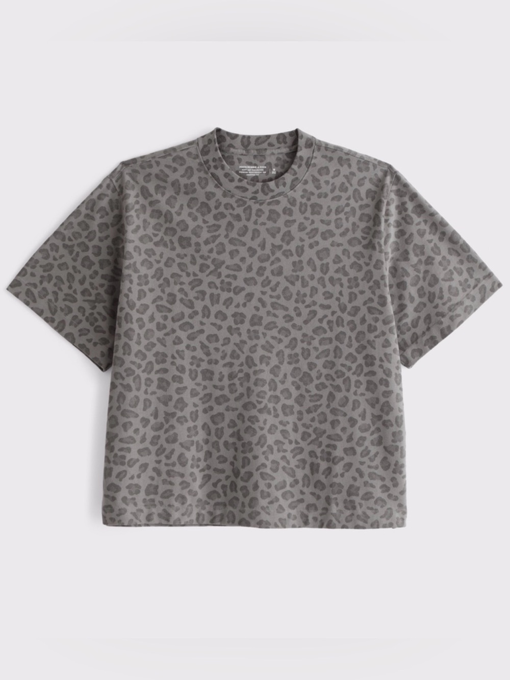 Abercrombie & Fitch Gray Leopard Print Crewneck cropped Men’s Tee